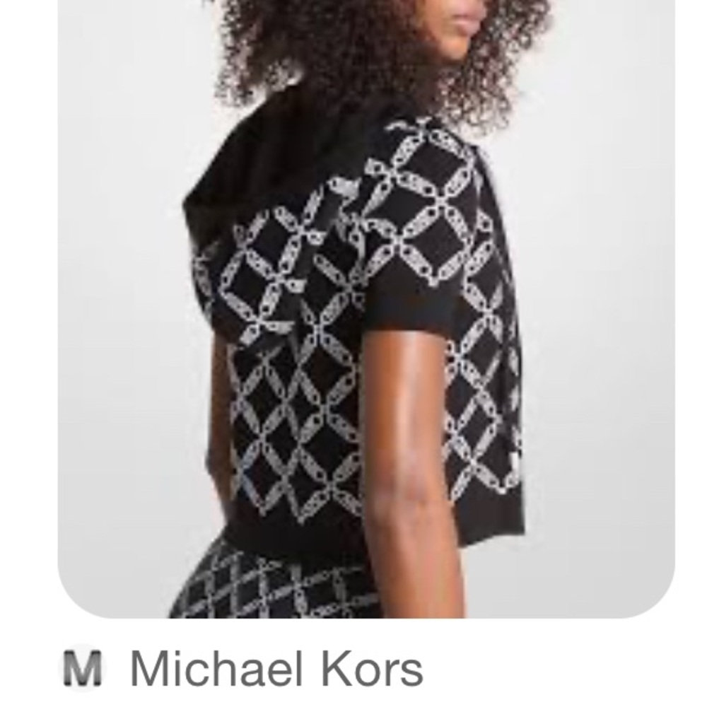 Free gift with any purchase or trade Michael Kors Black White Chain Crop Hoodie